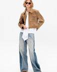 Helen - Gritty Suede Jacket, Olive