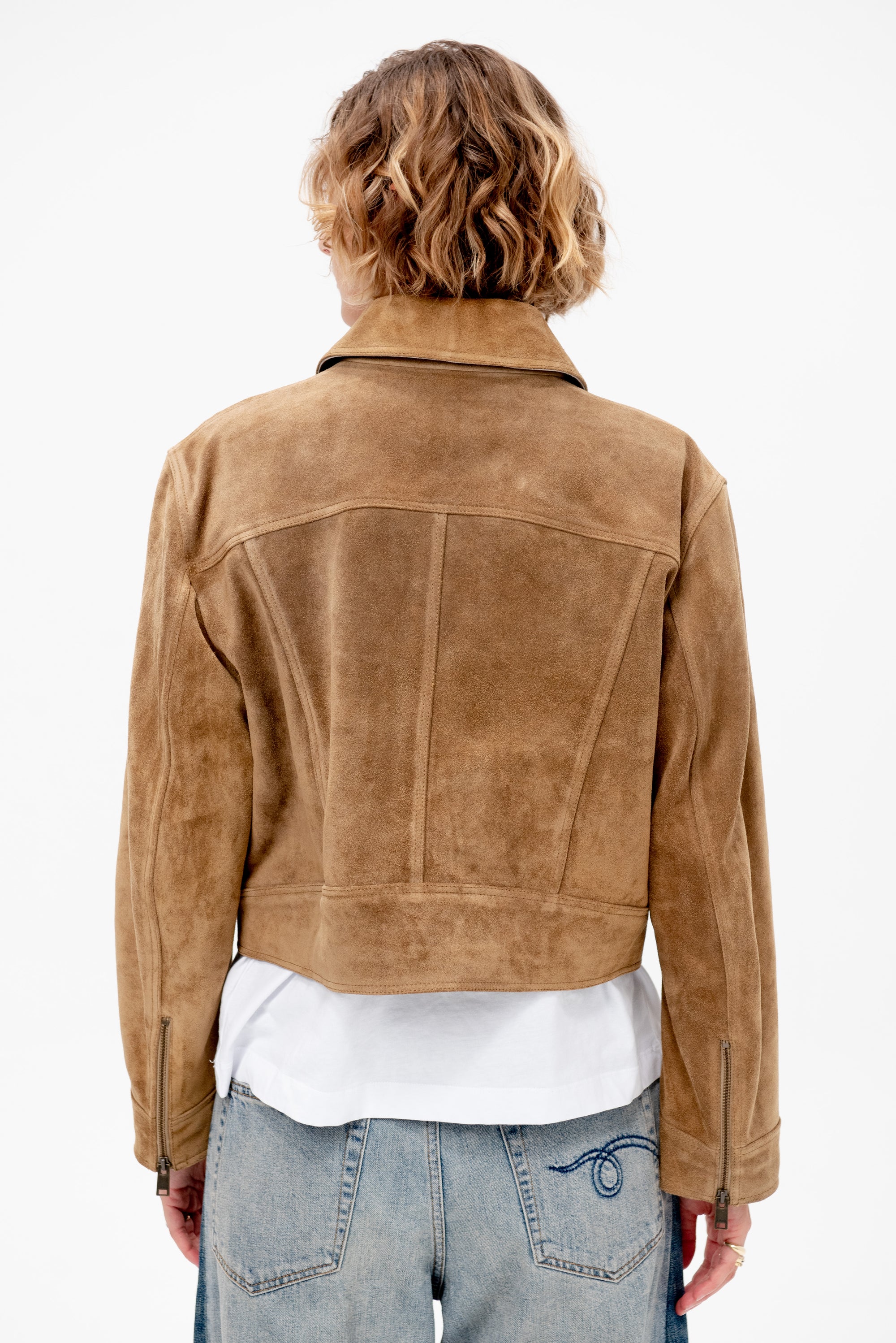Helen - Gritty Suede Jacket, Olive