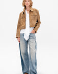 Helen - Gritty Suede Jacket, Olive
