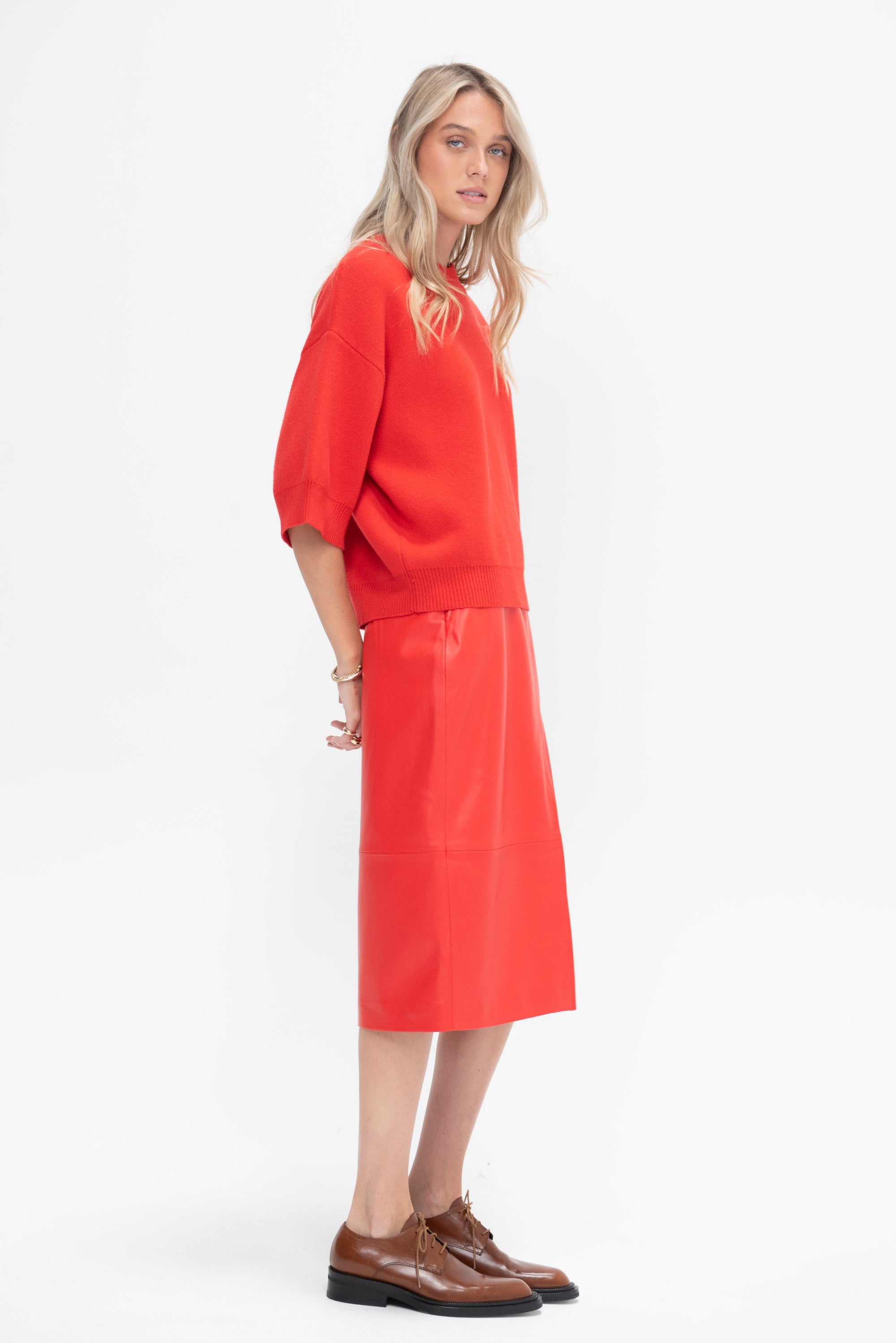 ARMA - Arkina Leather Pencil Skirt, Scarlet
