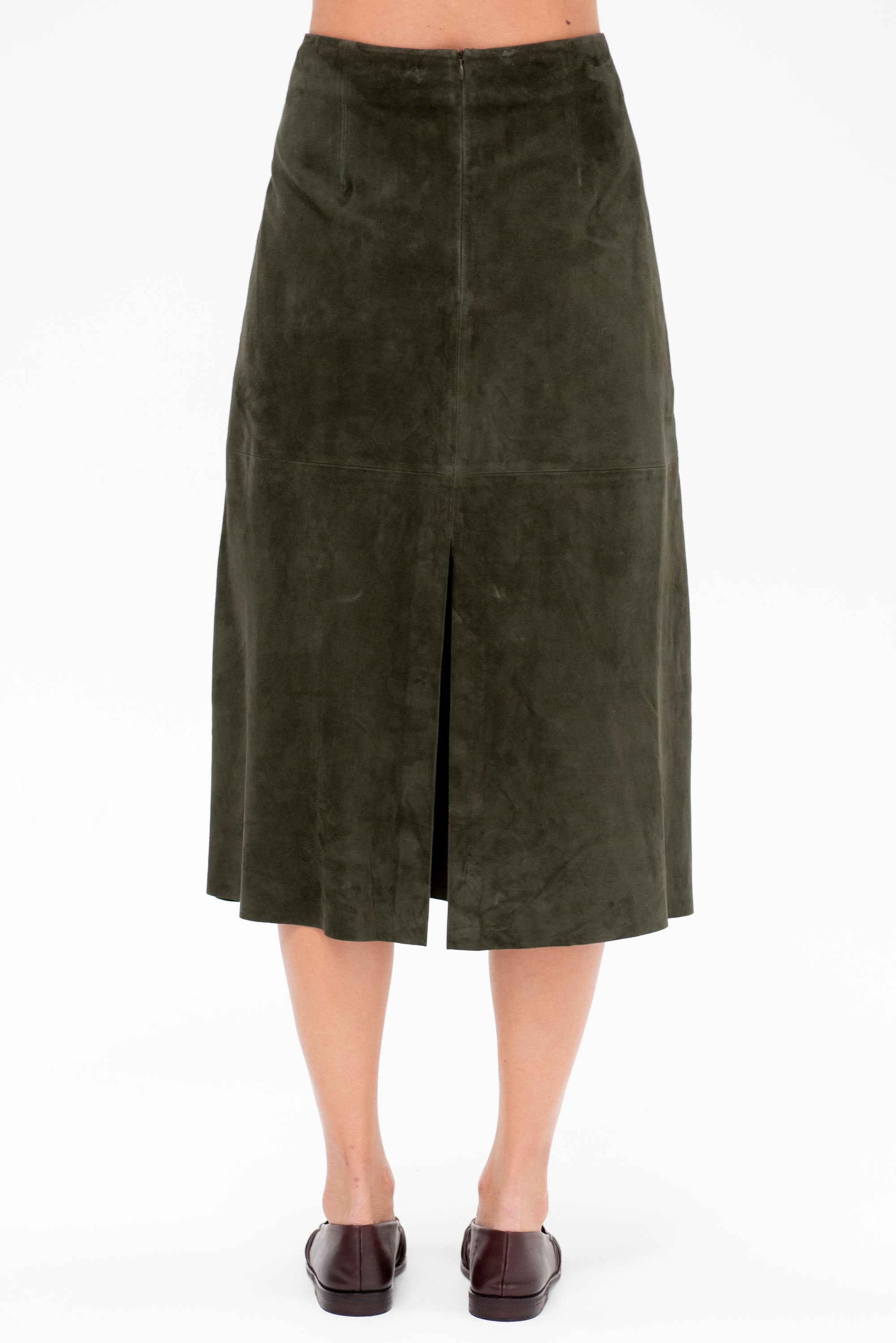 Philipa - Suede Skirt, Dark Green