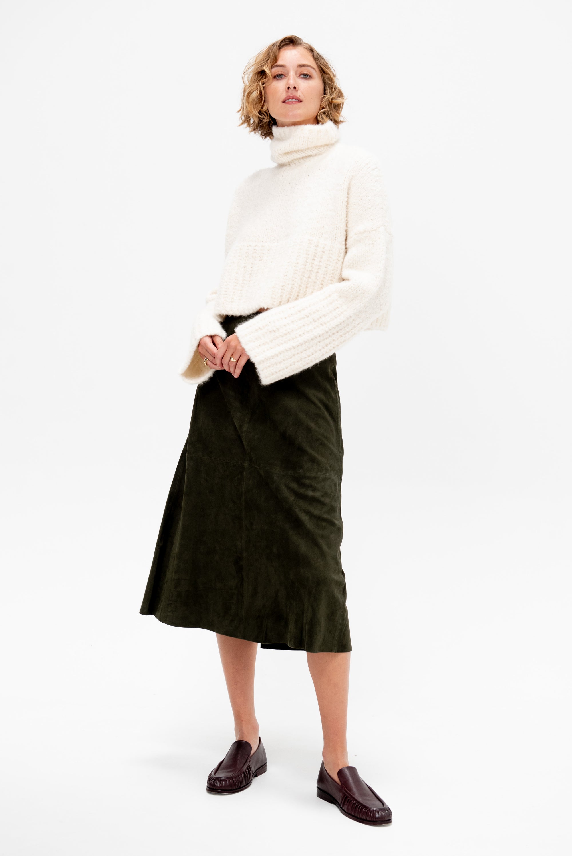 Philipa - Suede Skirt, Dark Green