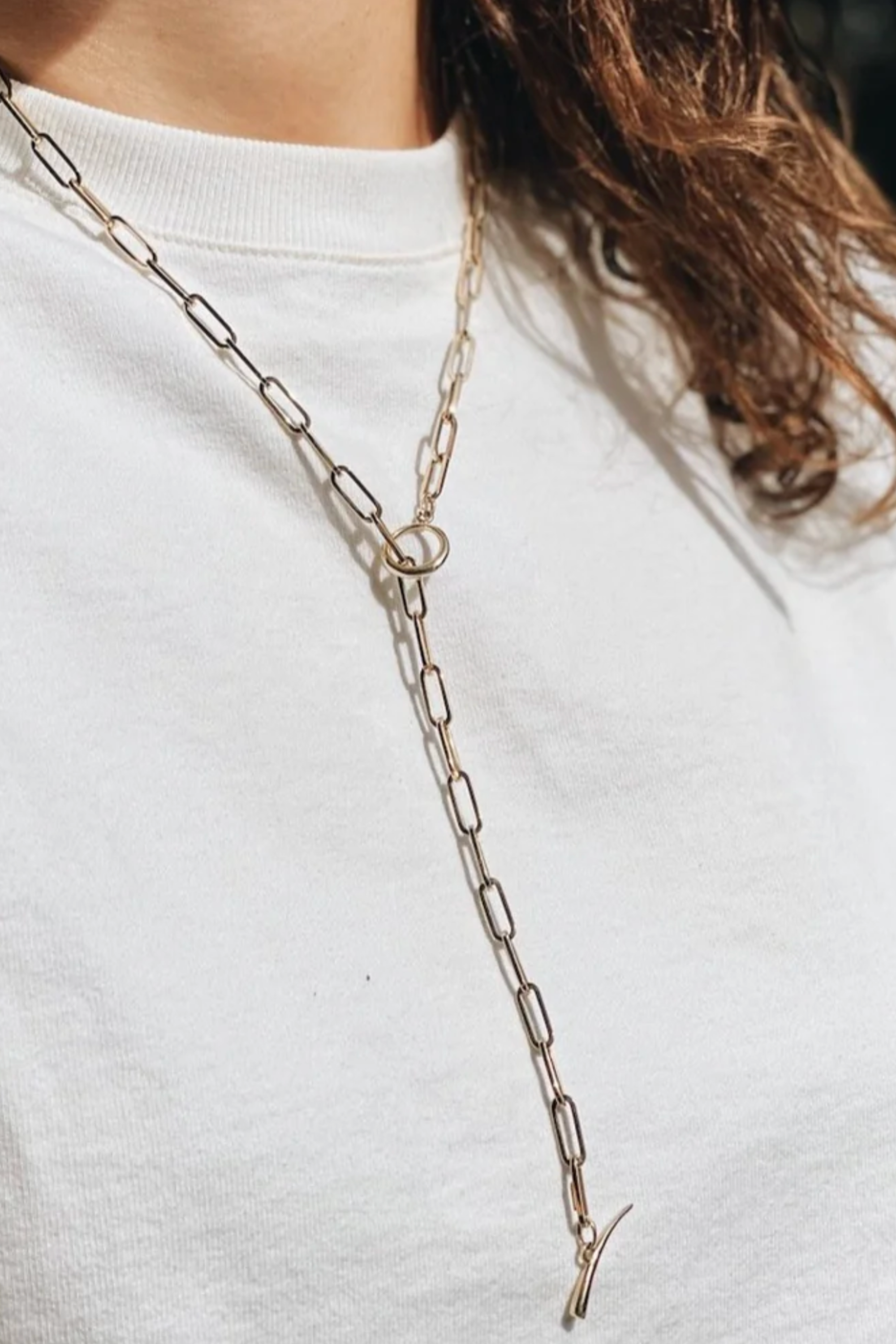 GABRIELA ARTIGAS - Rectangular Link Chain Necklace, Yellow Gold Plate