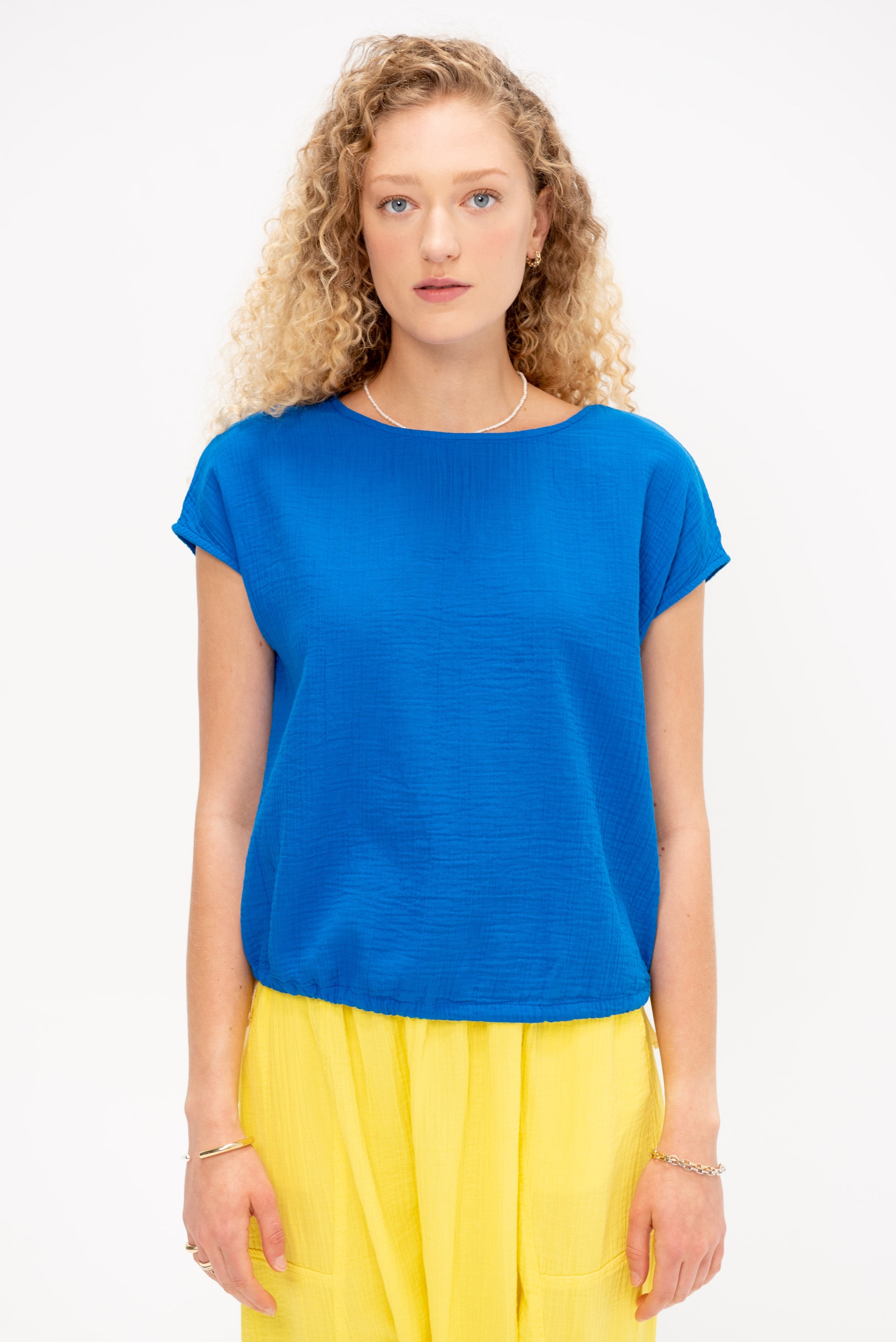 Slip On Blouse Cap Sleeve