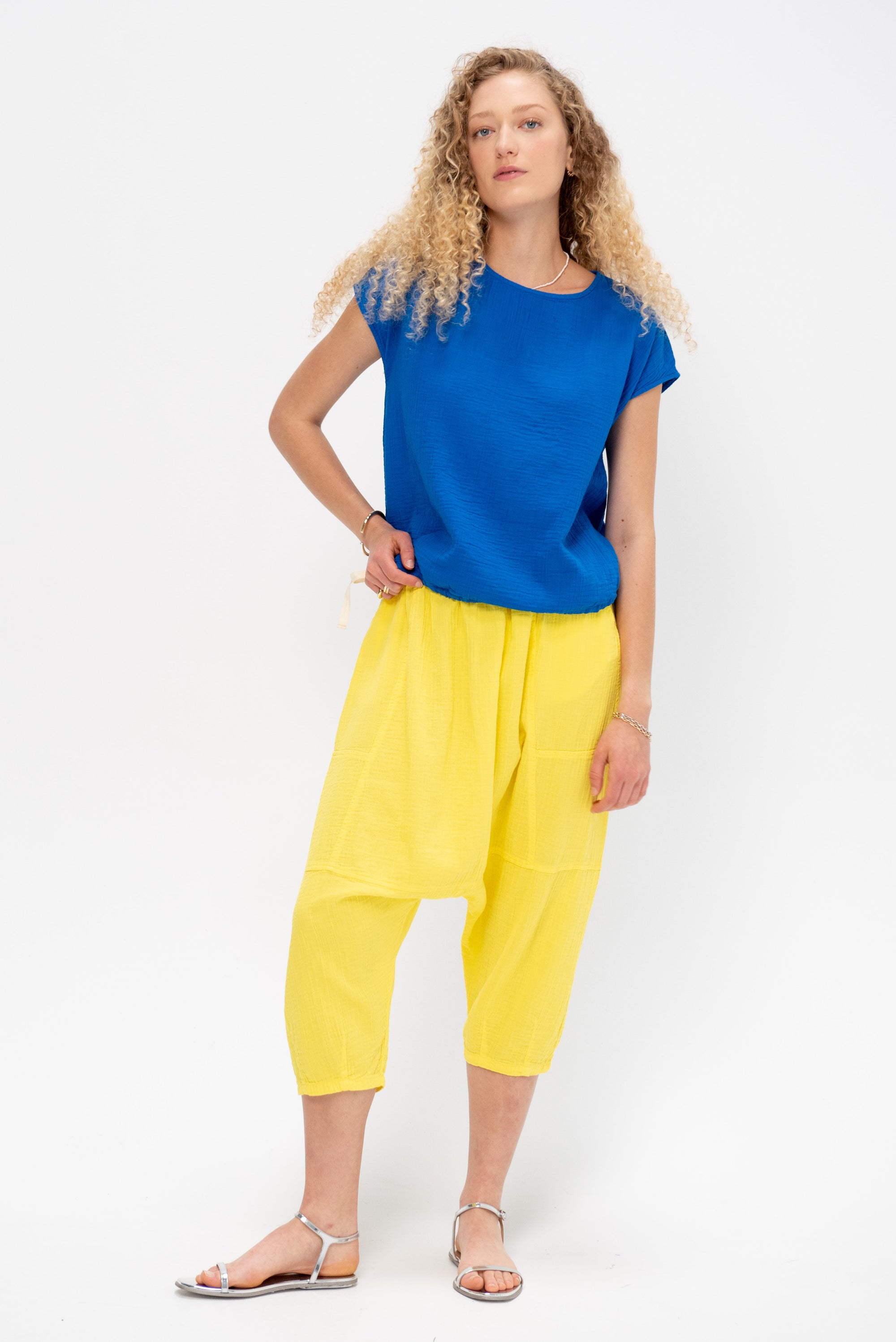 Slip On Blouse Cap Sleeve