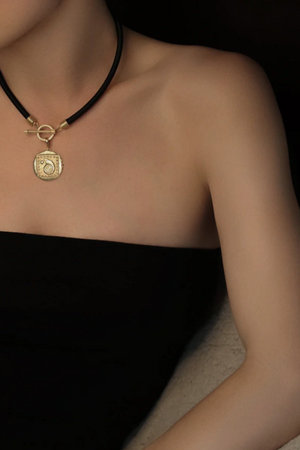 AZLEE - Large Divine Silk Toggle Necklace, Black