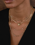 Large Motif Chain with Diamond Links, Yellow Gold