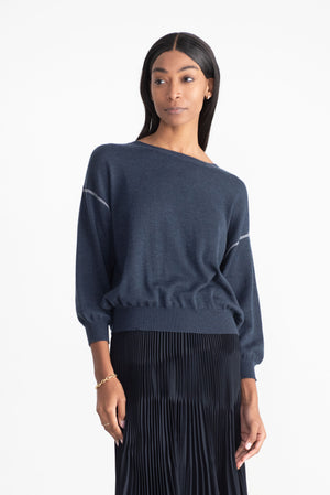 BEGG X CO - Refine Joy Sweater, French Navy & Bianco