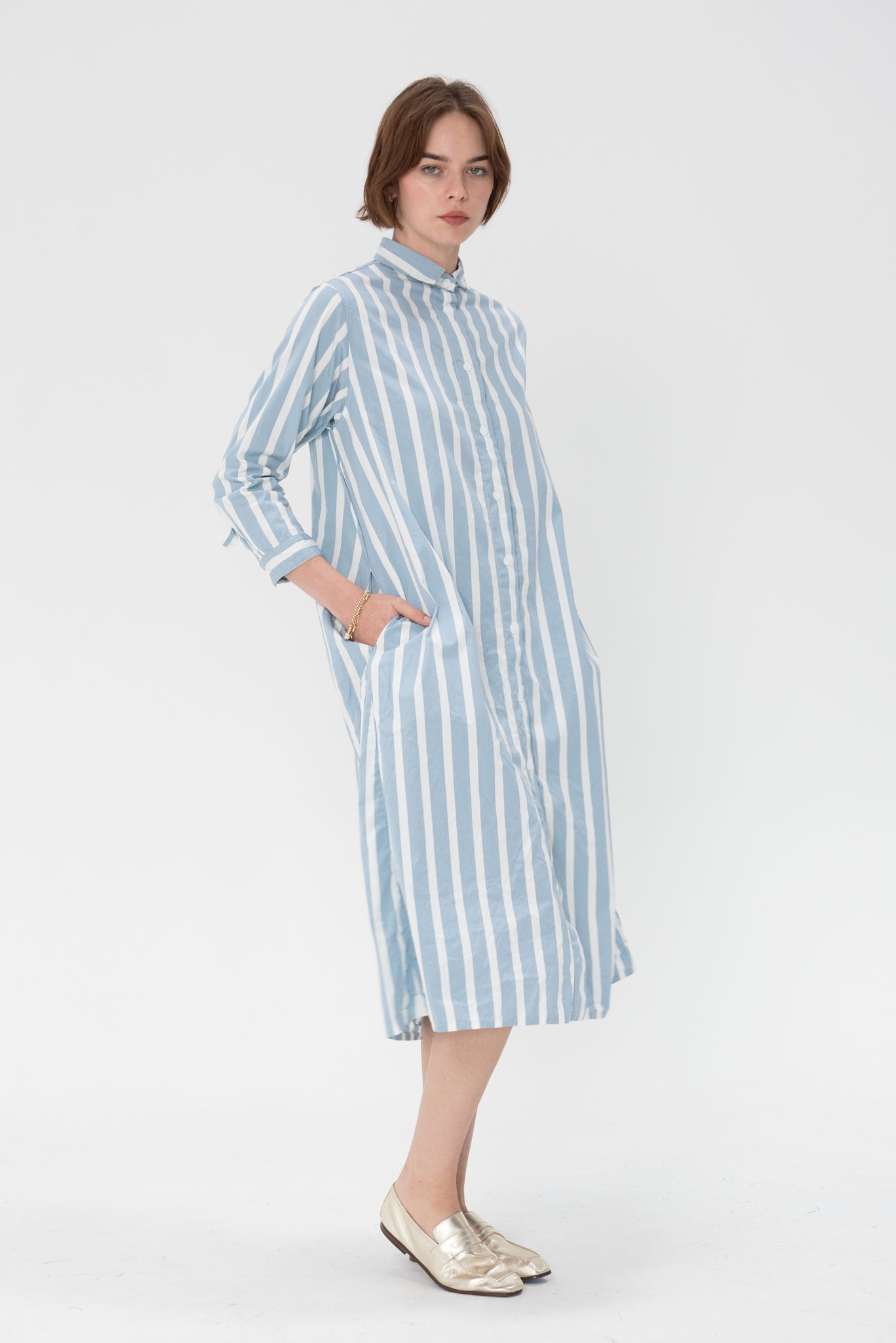 BERGFABEL - Shirt Dress, Big Blue Stripe