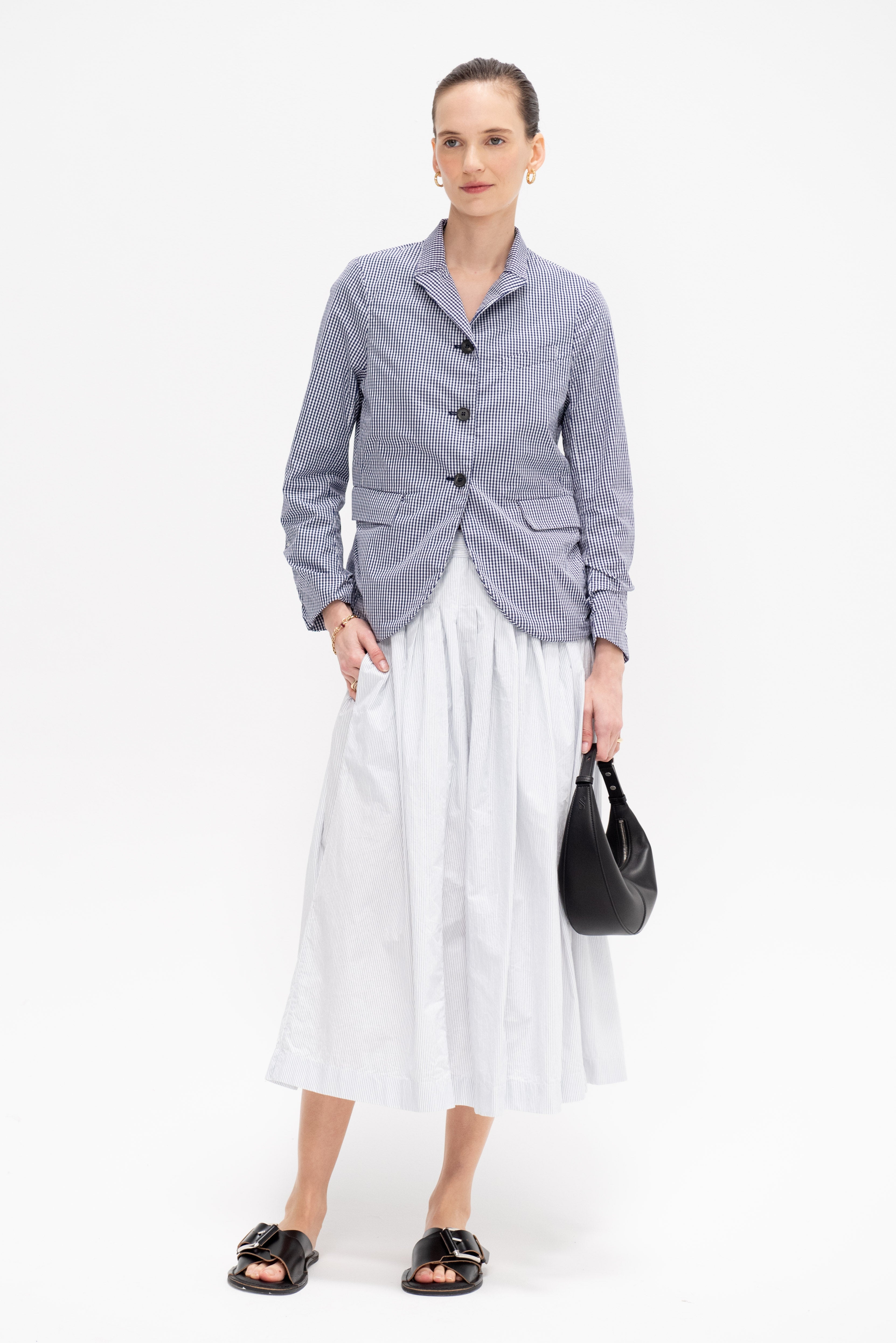 Bergfabel Tyrol Jacket, Navy Check – Kick Pleat