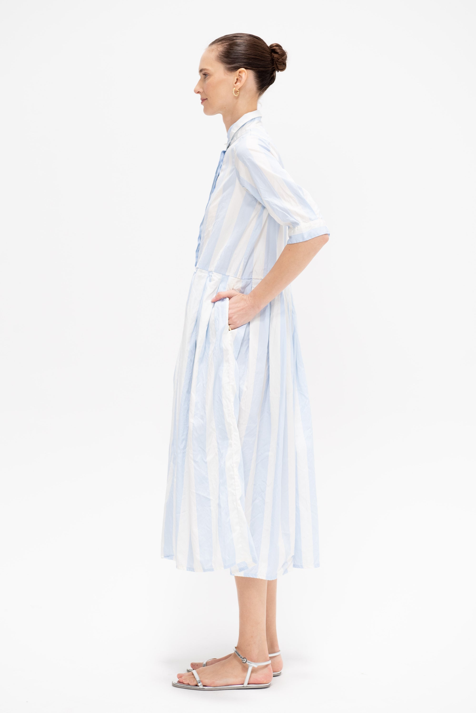 Lena Dress, Azure Stripe