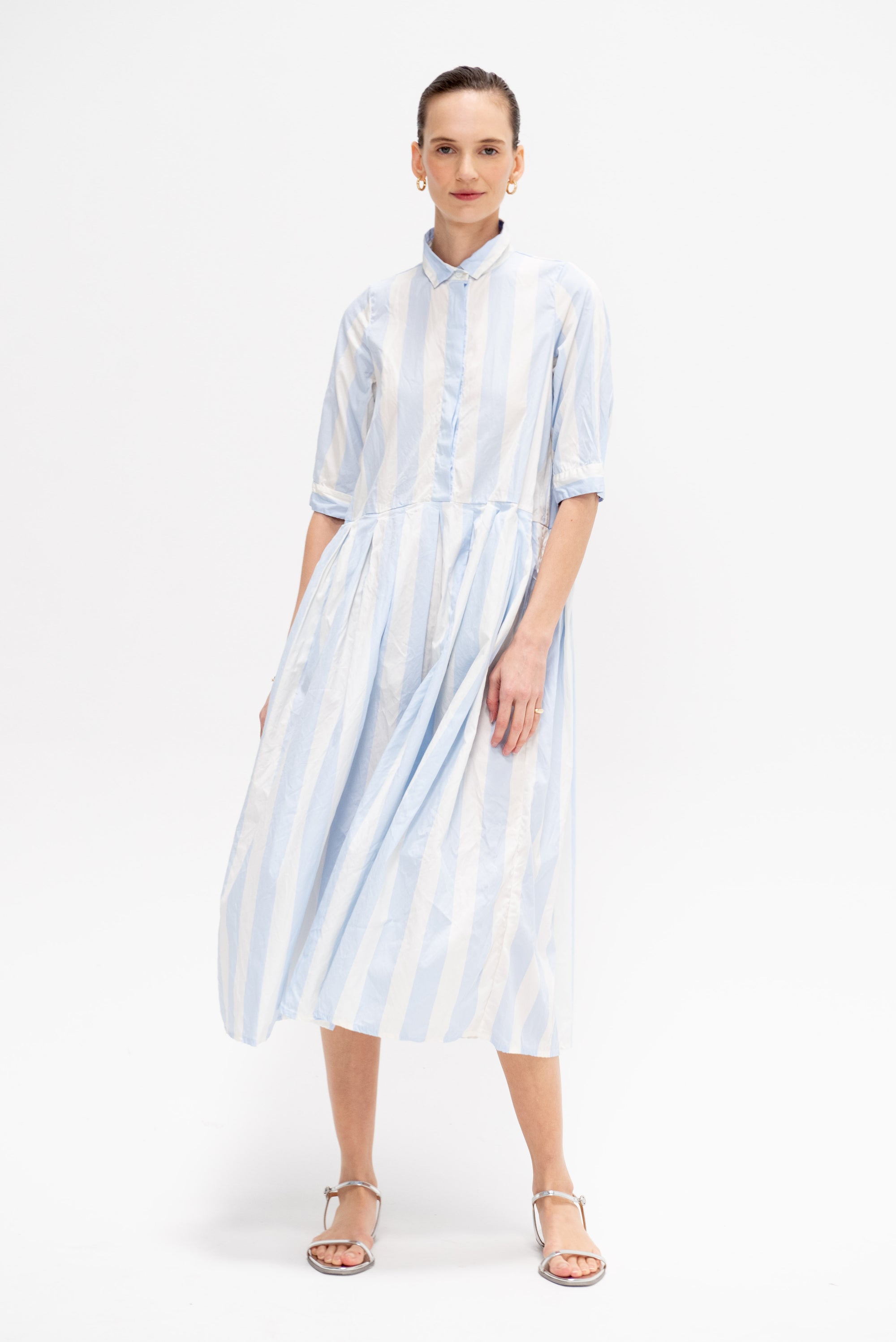 Lena Dress, Azure Stripe