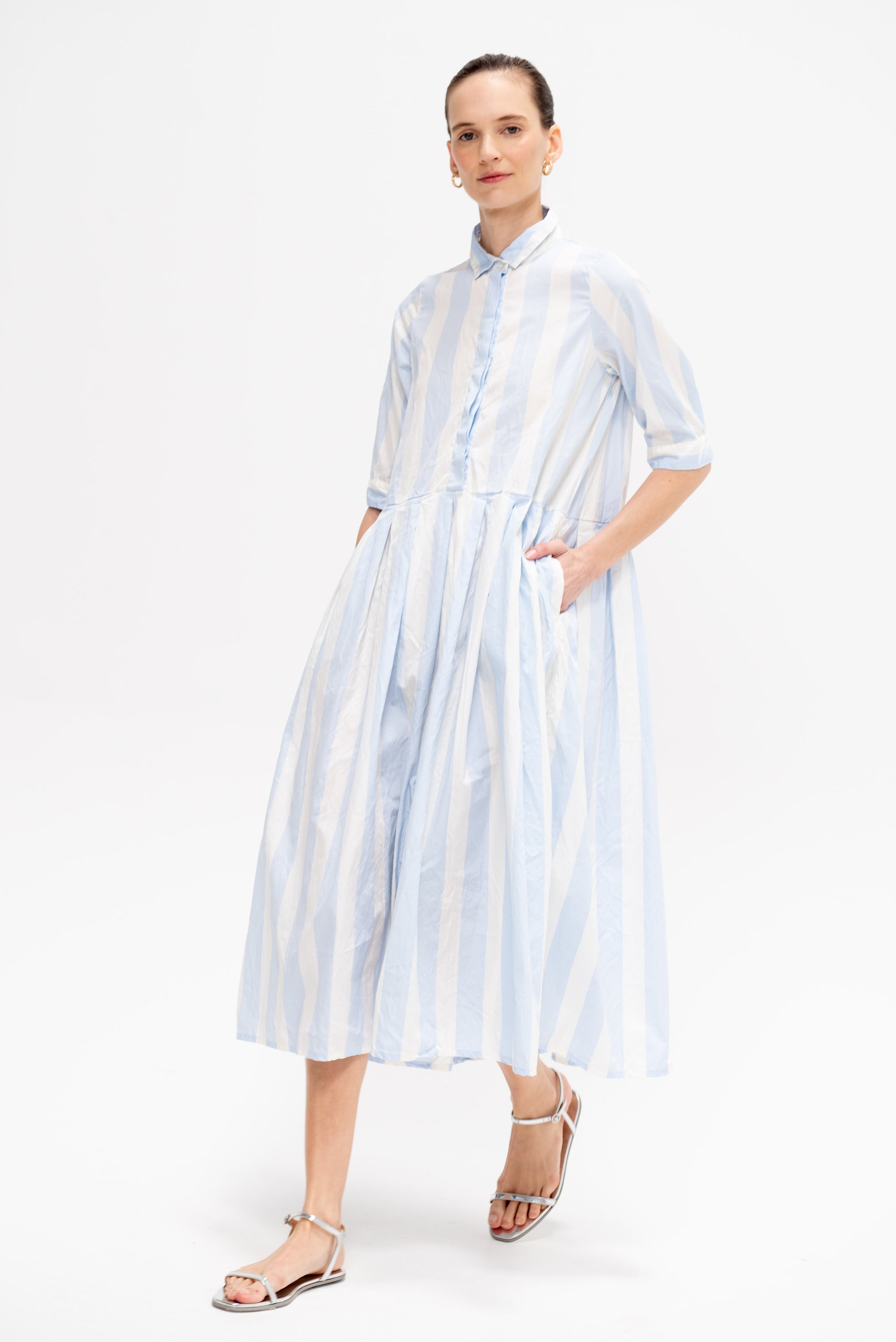 Lena Dress, Azure Stripe