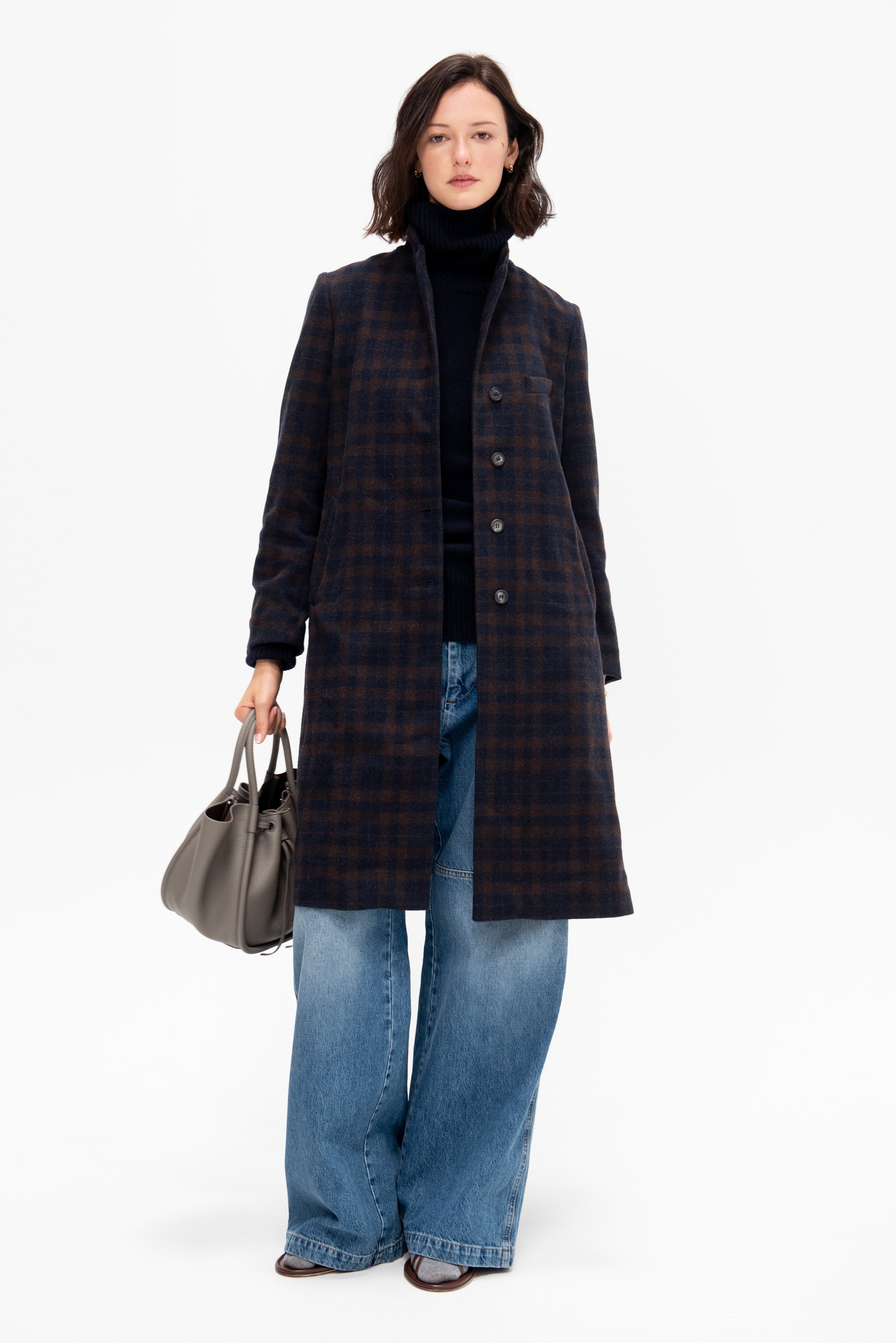 Bergfabel farmer coat 48 チェスターコート Bergfabel Farmer Coat, Plaid – Kick Pleat