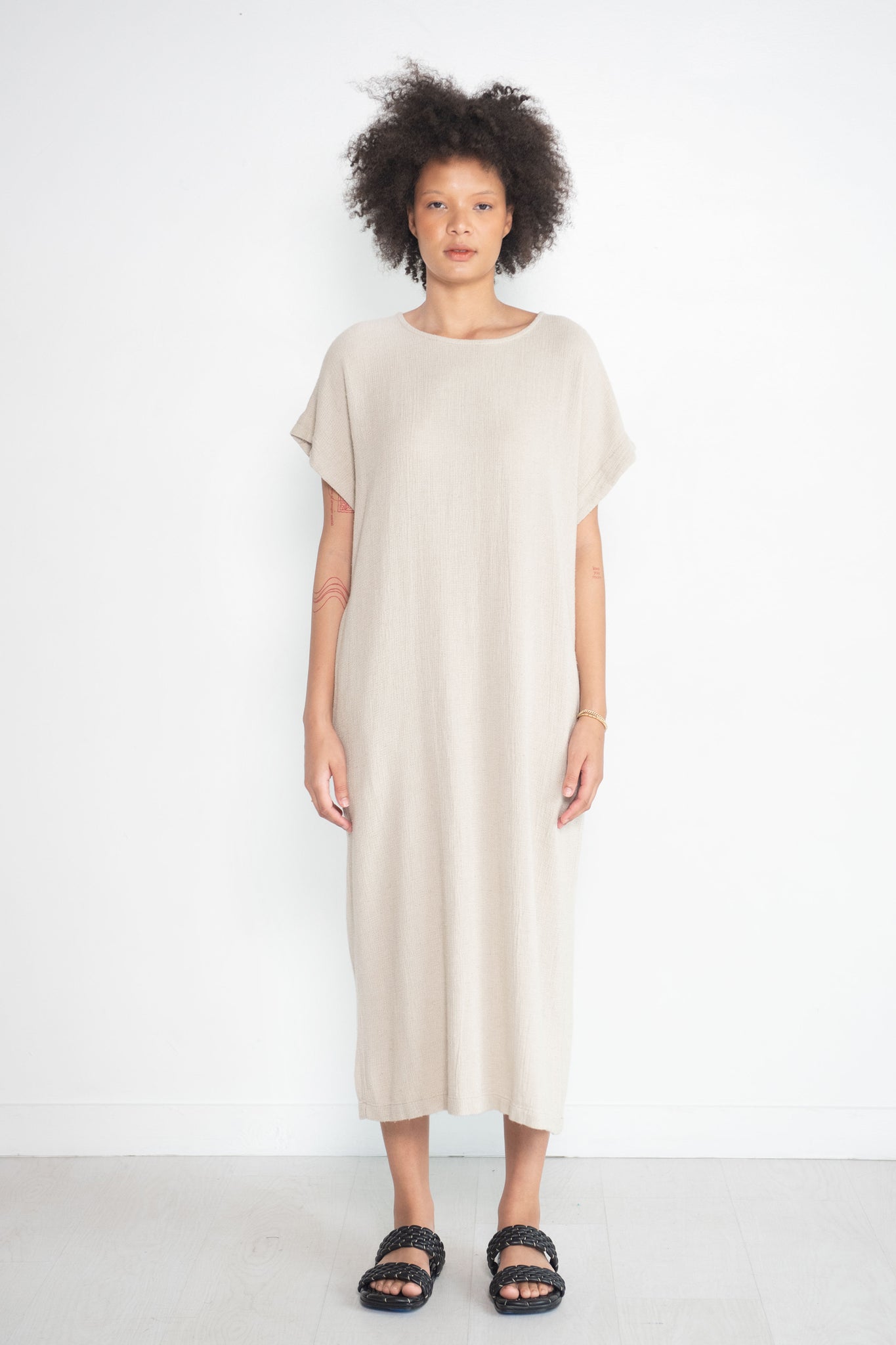 Black Crane - Long Straight Dress, Natural