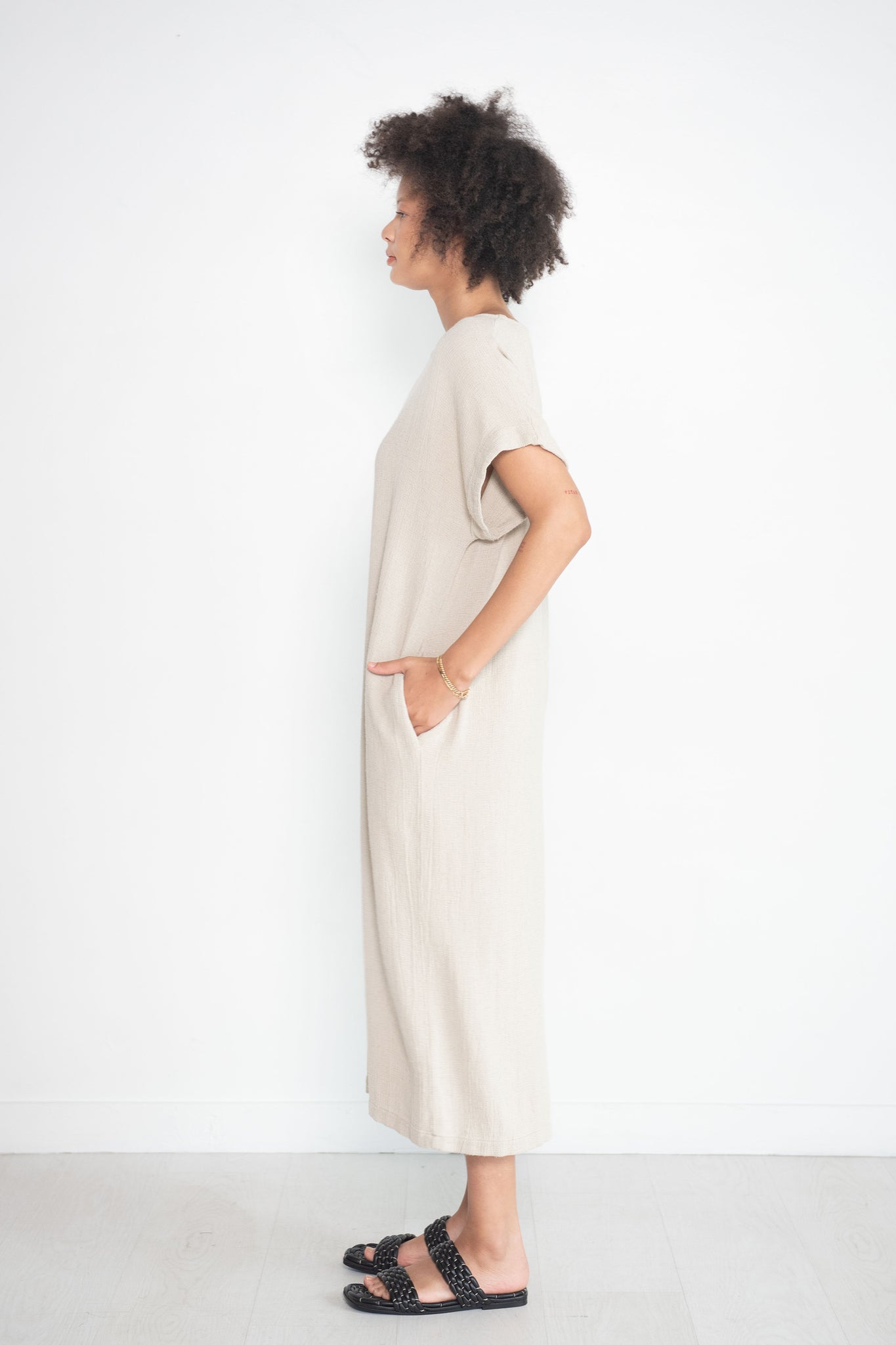 Black Crane - Long Straight Dress, Natural