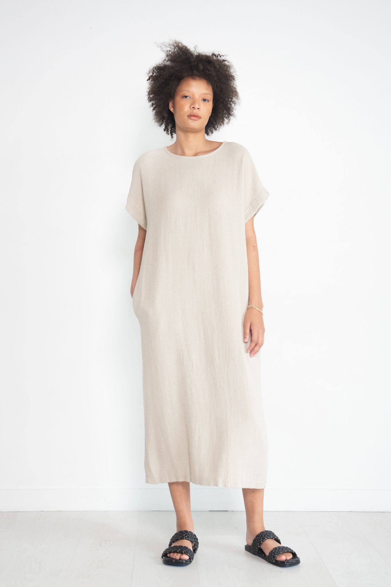 Black Crane - Long Straight Dress, Natural