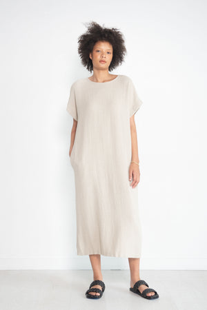 Black Crane - Long Straight Dress, Natural