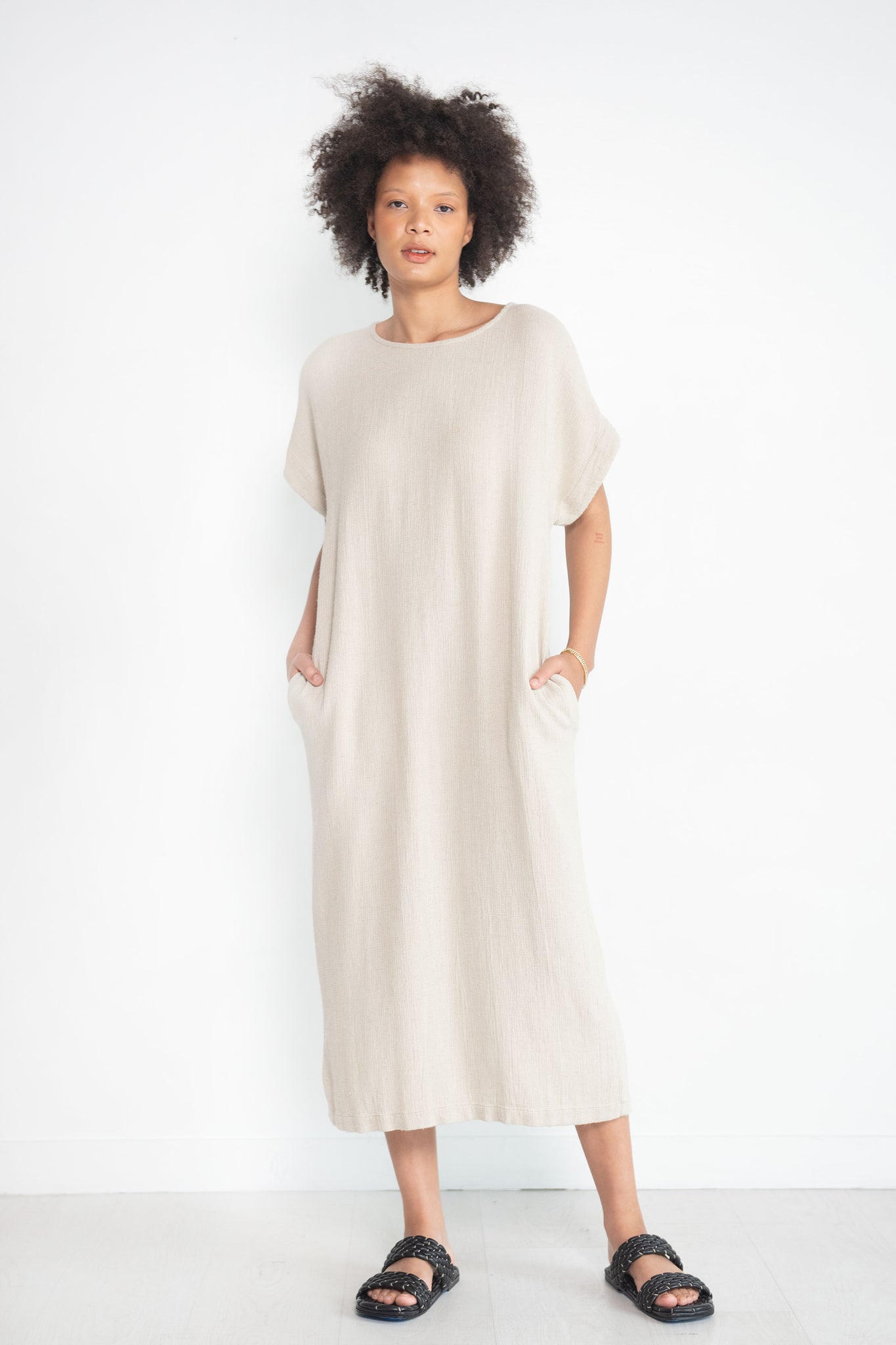 Black Crane - Long Straight Dress, Natural