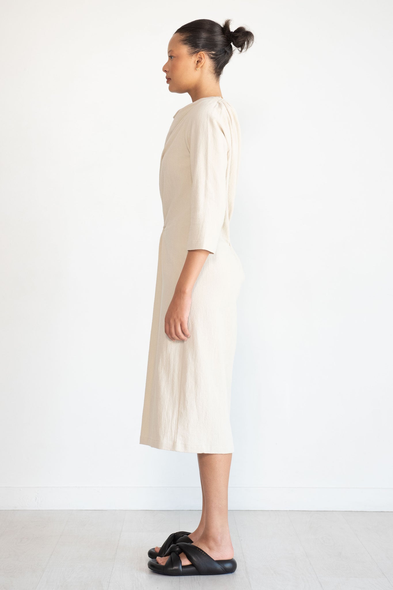 Black Crane - Ruched Dress, Ivory