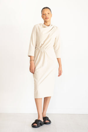 Black Crane - Ruched Dress, Ivory
