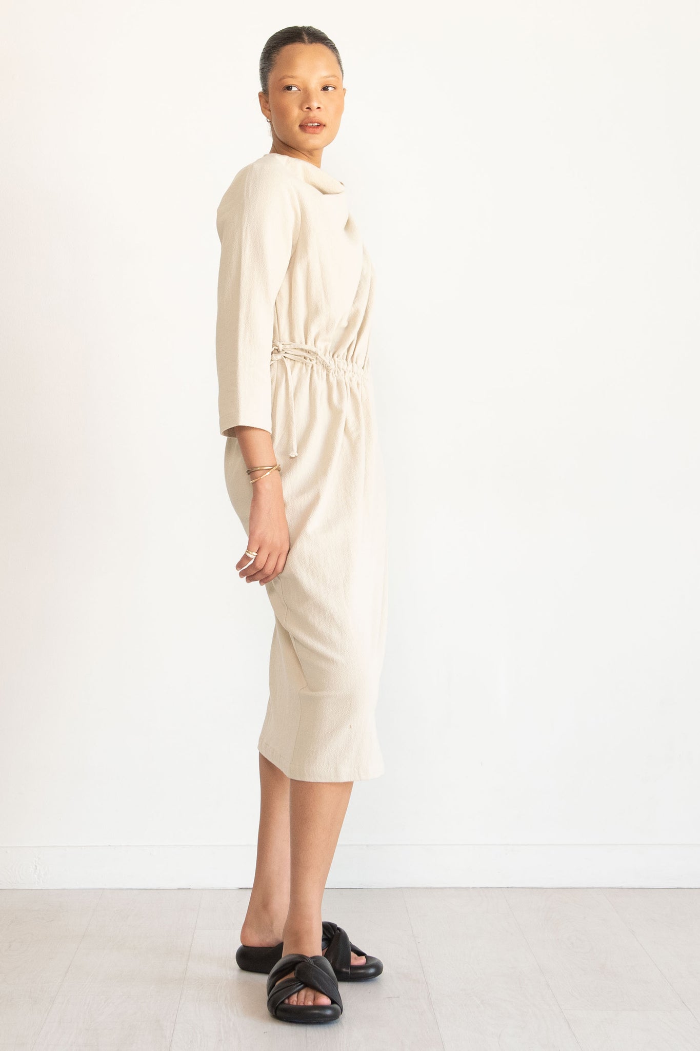 Black Crane - Ruched Dress, Ivory