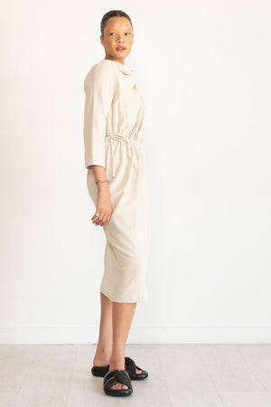 Black Crane - Ruched Dress, Ivory