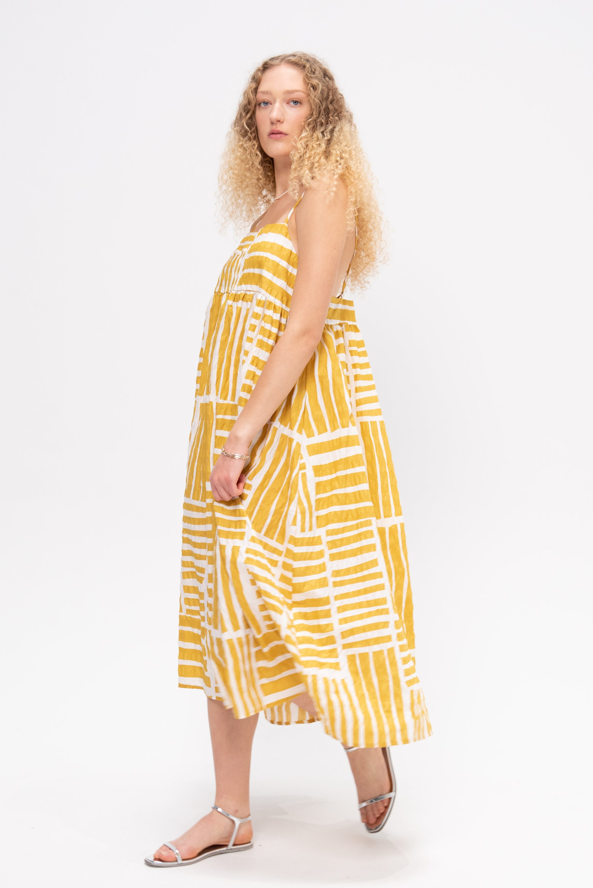 Strap Dress, Print Gold