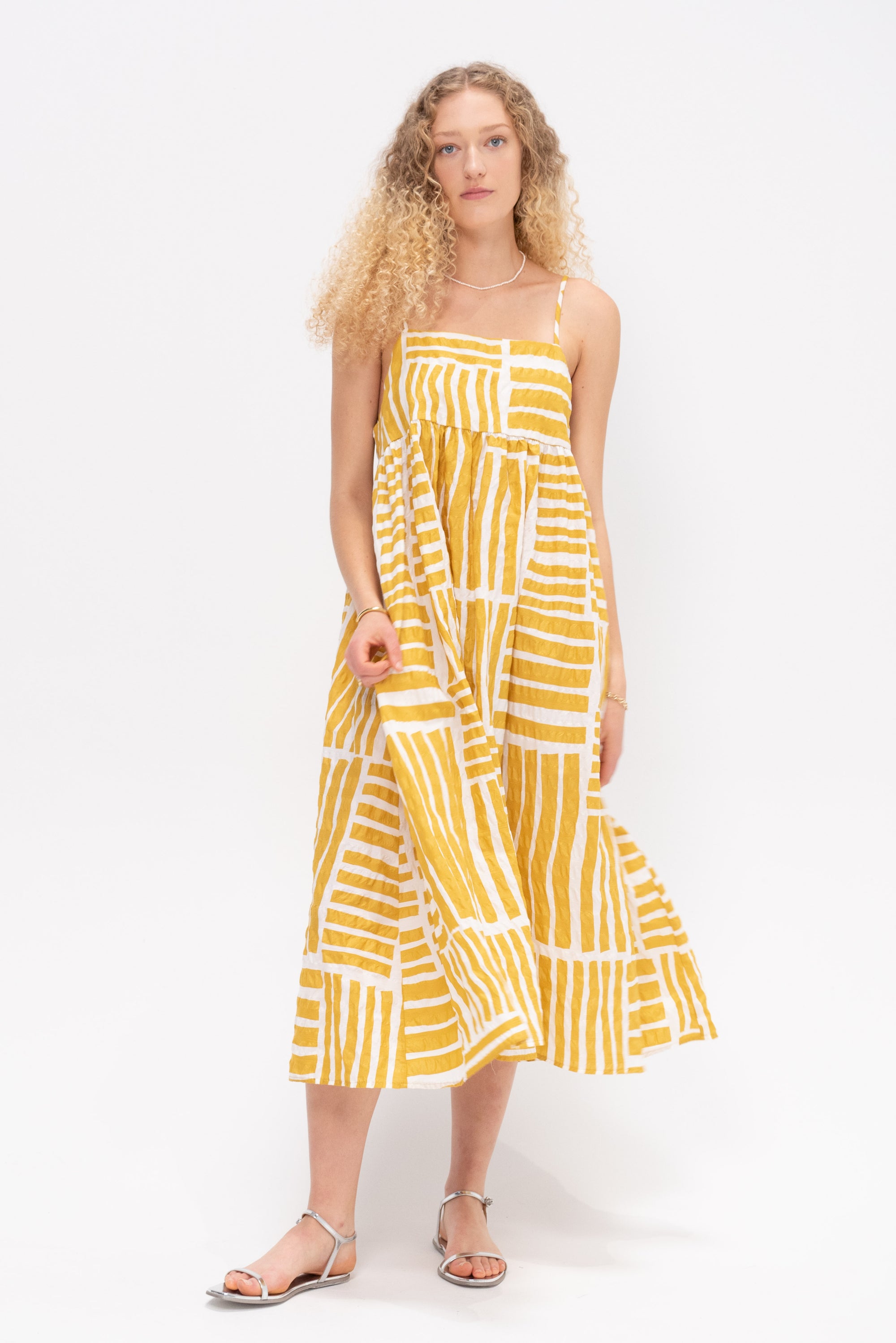Strap Dress, Print Gold