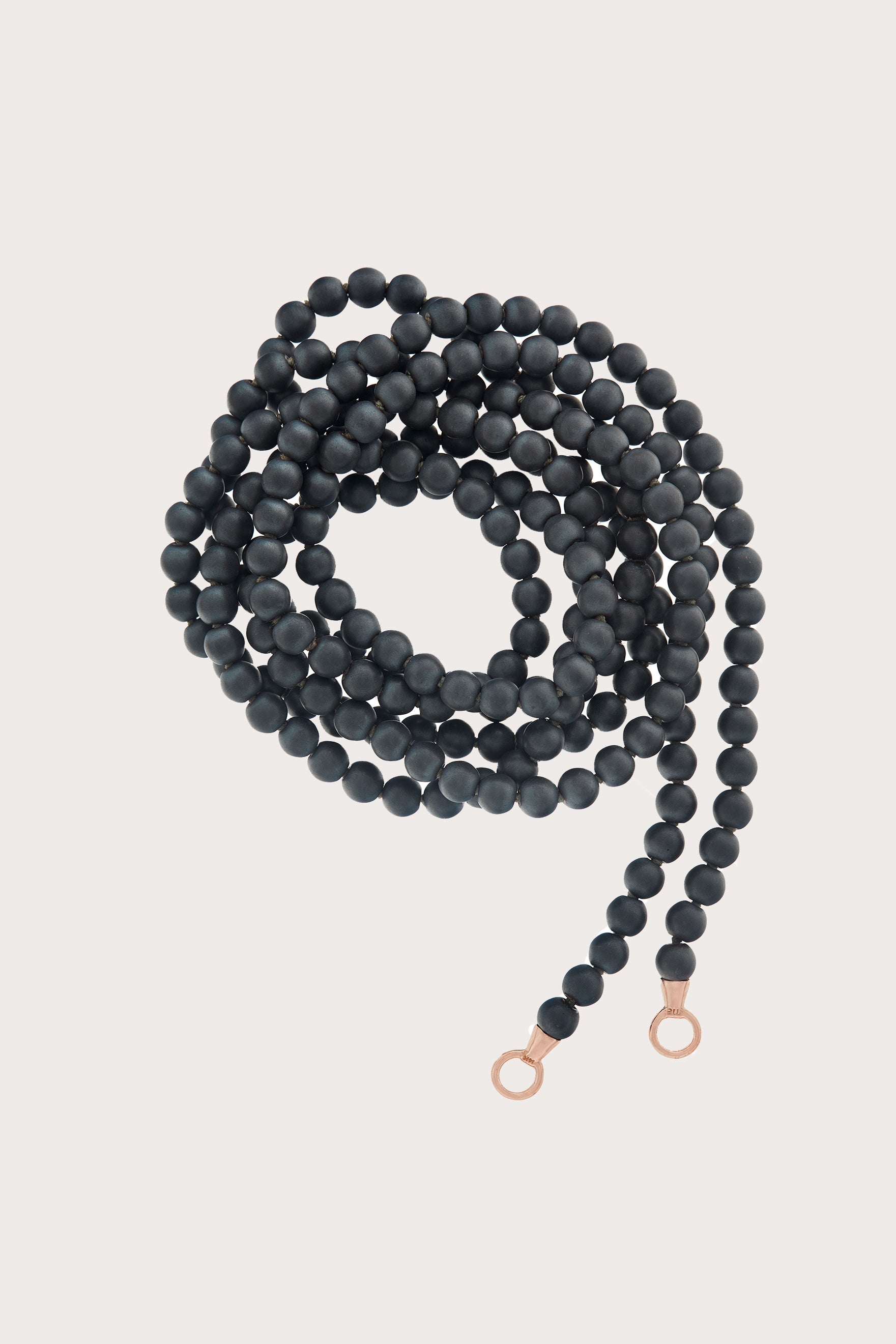Marla Aaron - Buffed Hematite Strand, Yellow Gold Loops