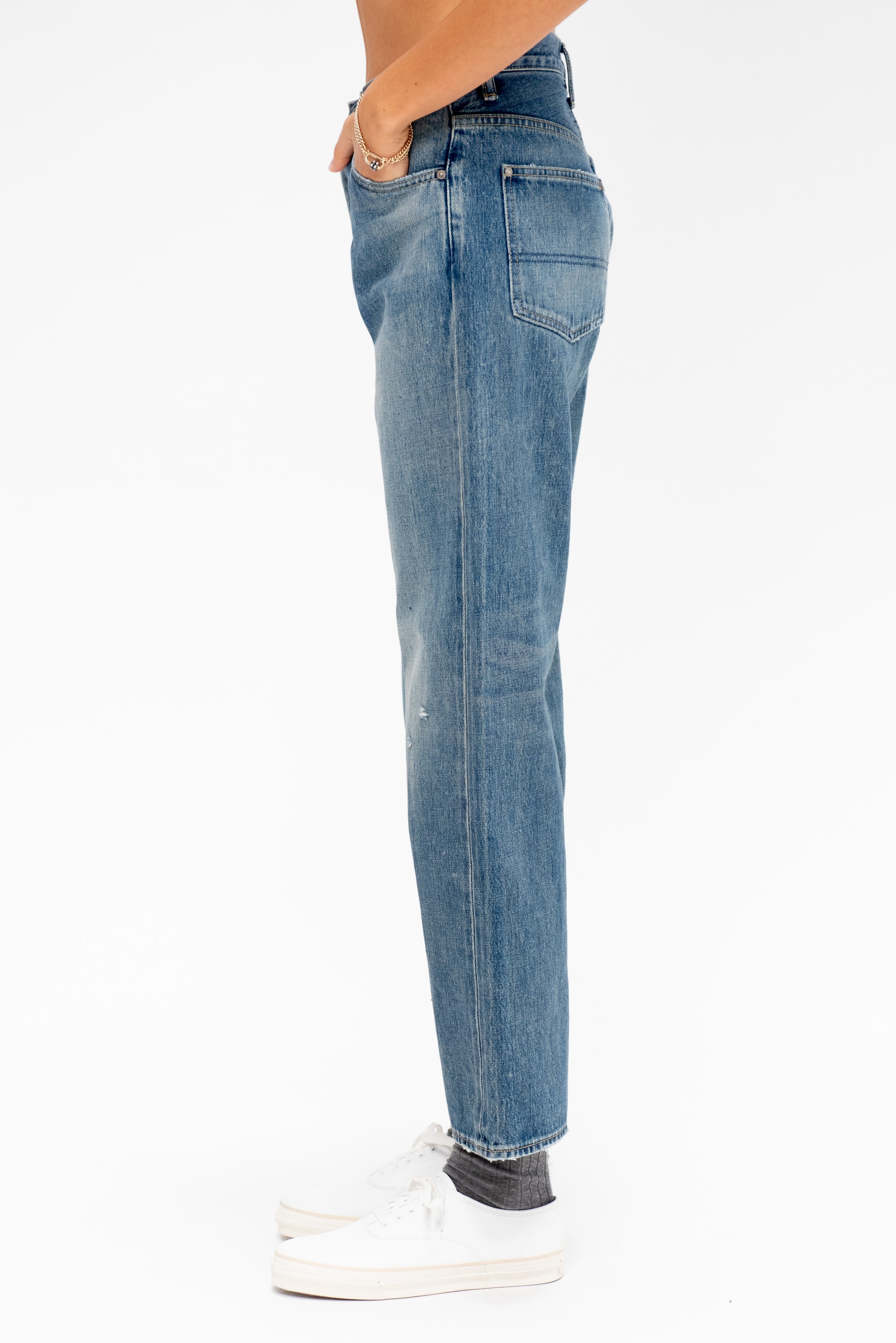 Narrow Straight Cut Selvedge Denim, LIght Wash