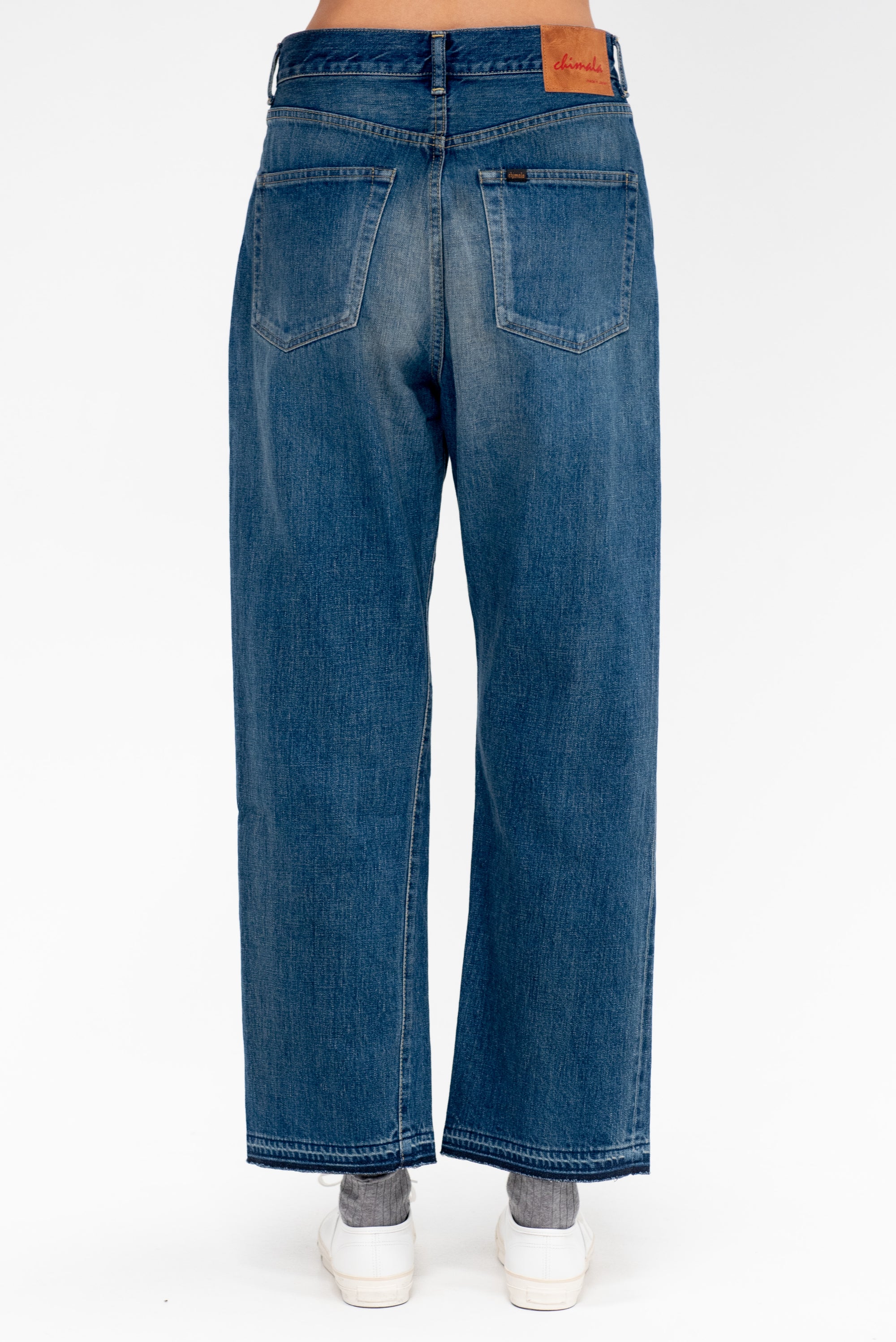 Monroe Cut Selvedge Denim, Dark Distress