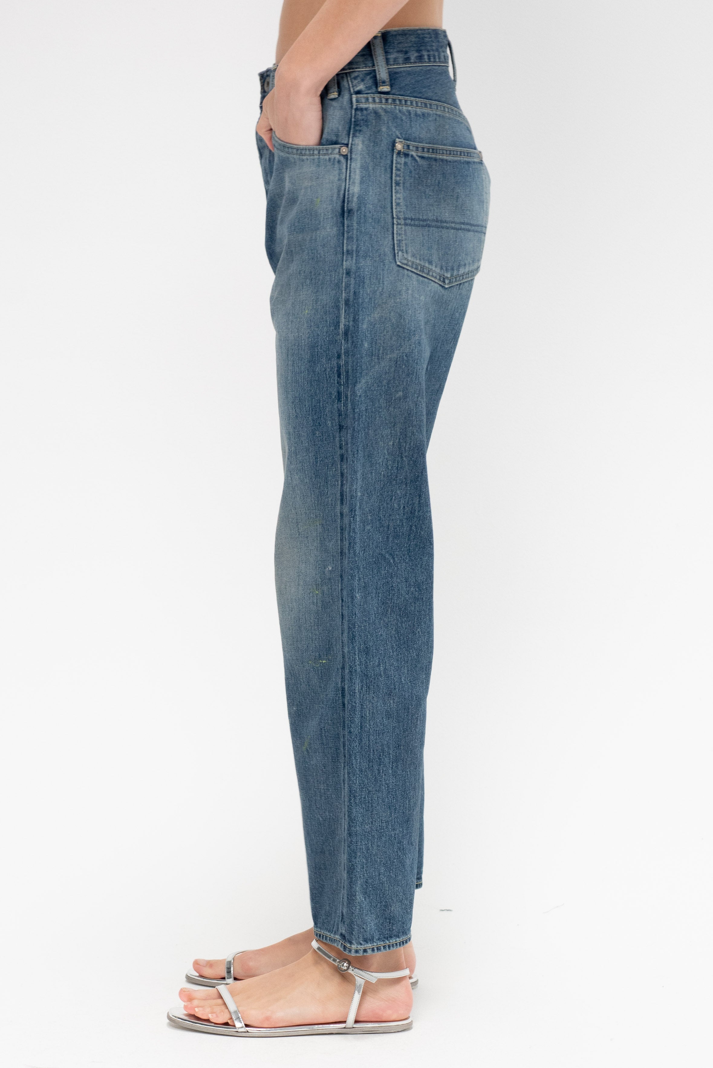 Chimala Narrow Straight Selvedge Denim, Medium Splatter