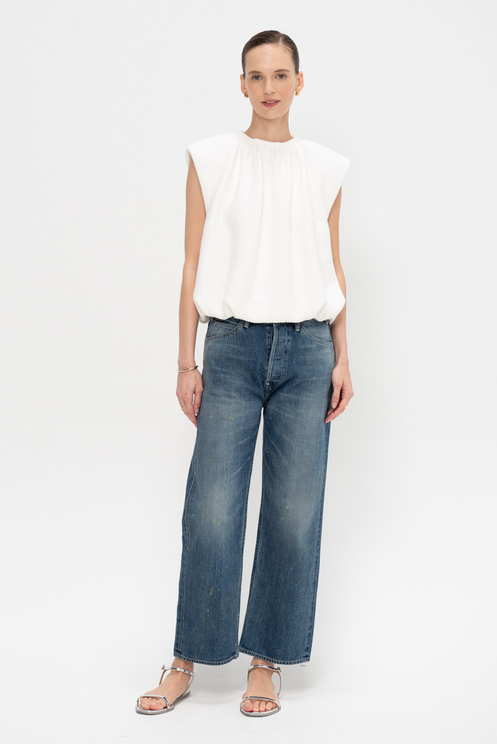 Narrow Straight Selvedge Denim, Medium Splatter