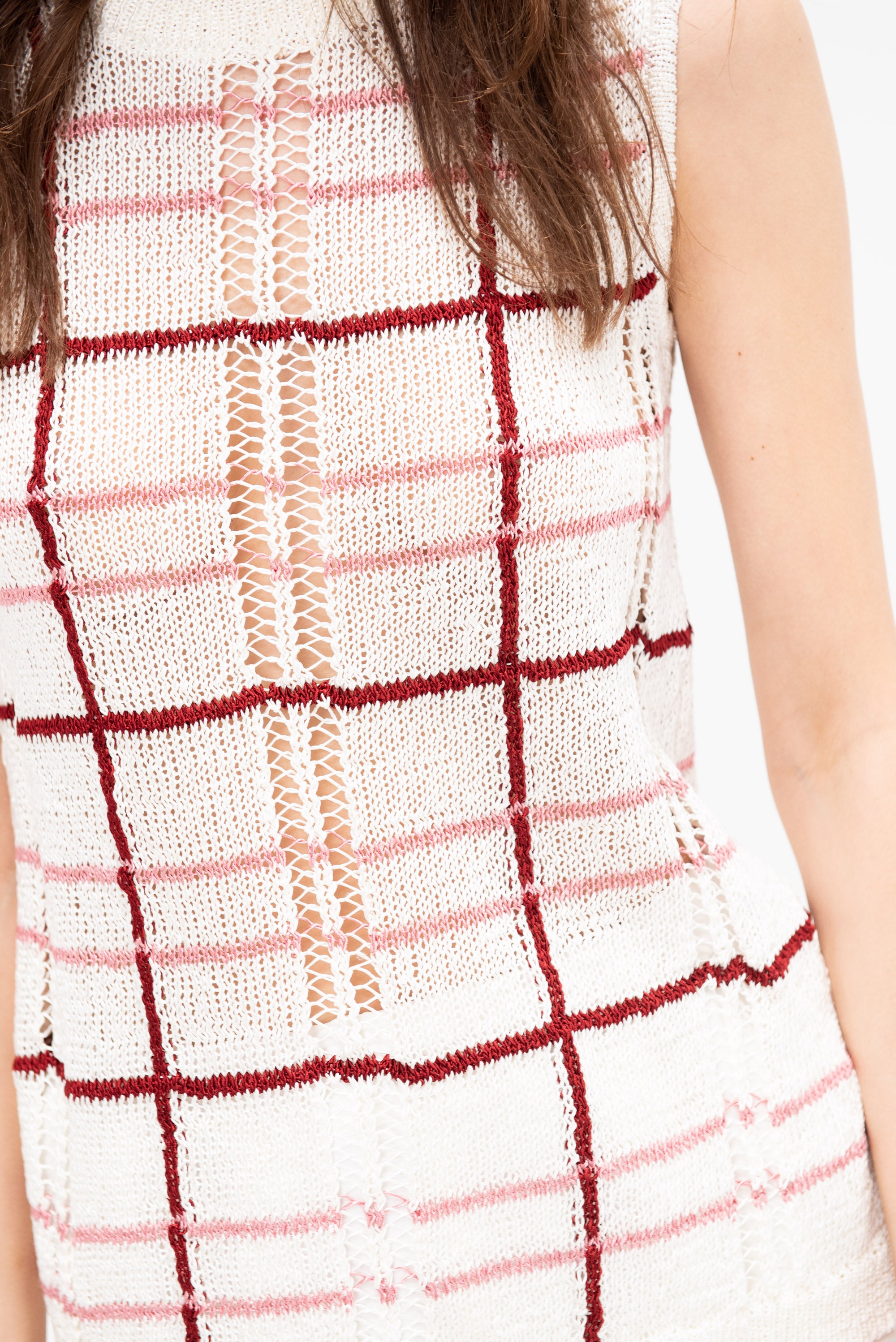 Kabak - Sleeveless Knit, Off-White Checks
