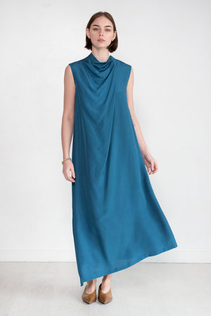 Christian Wijnants - Dinari Sleeveless Dress with Draped Collar, Petrol