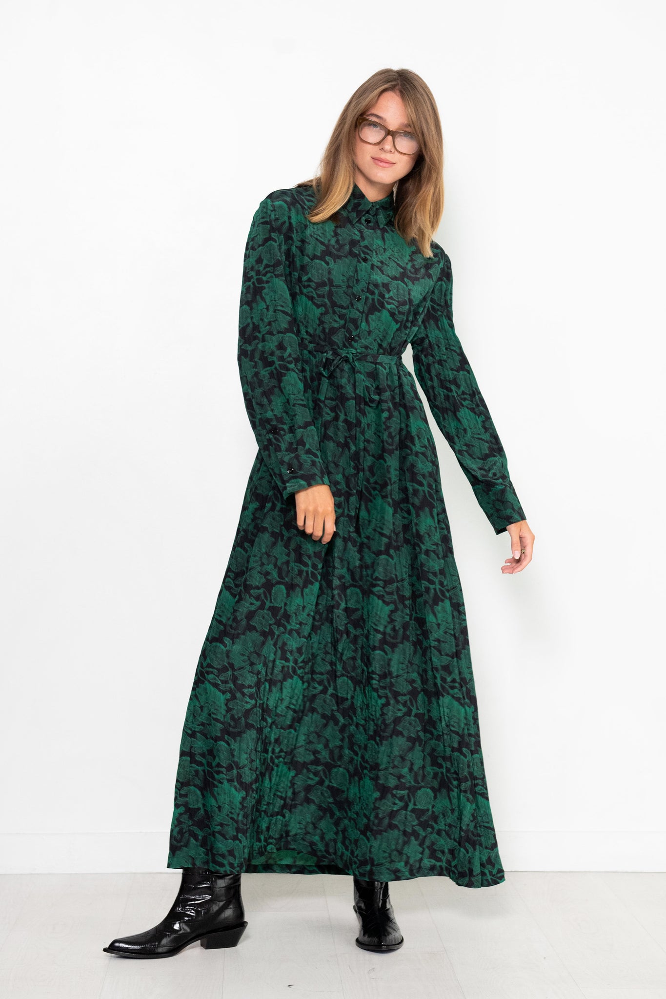 Christian Wijnants - Deny Floor Length Shirtdress, Camelia Emerald