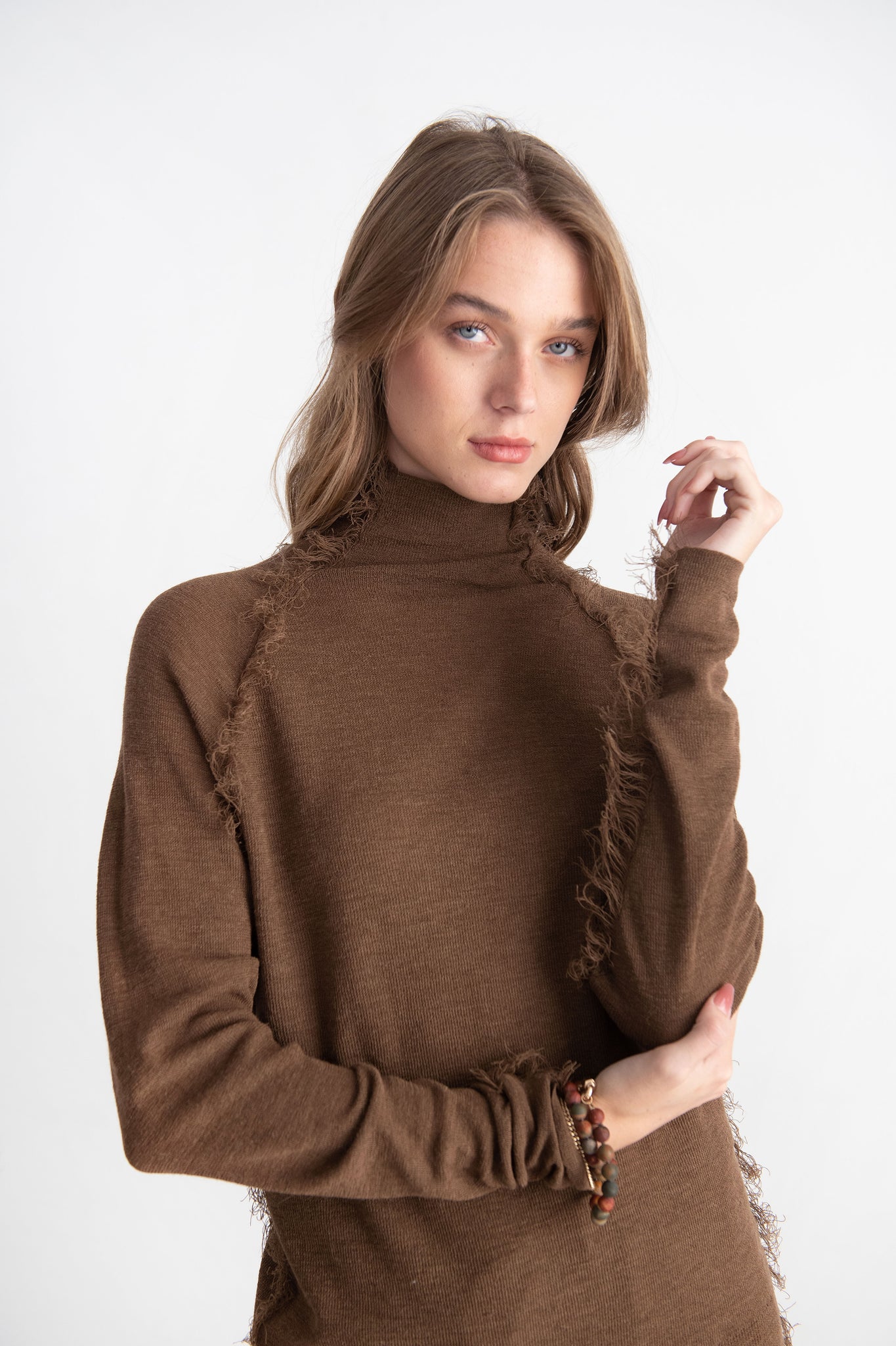 Christian Wijnants Kivu Sweater, Tobacco Kick Pleat