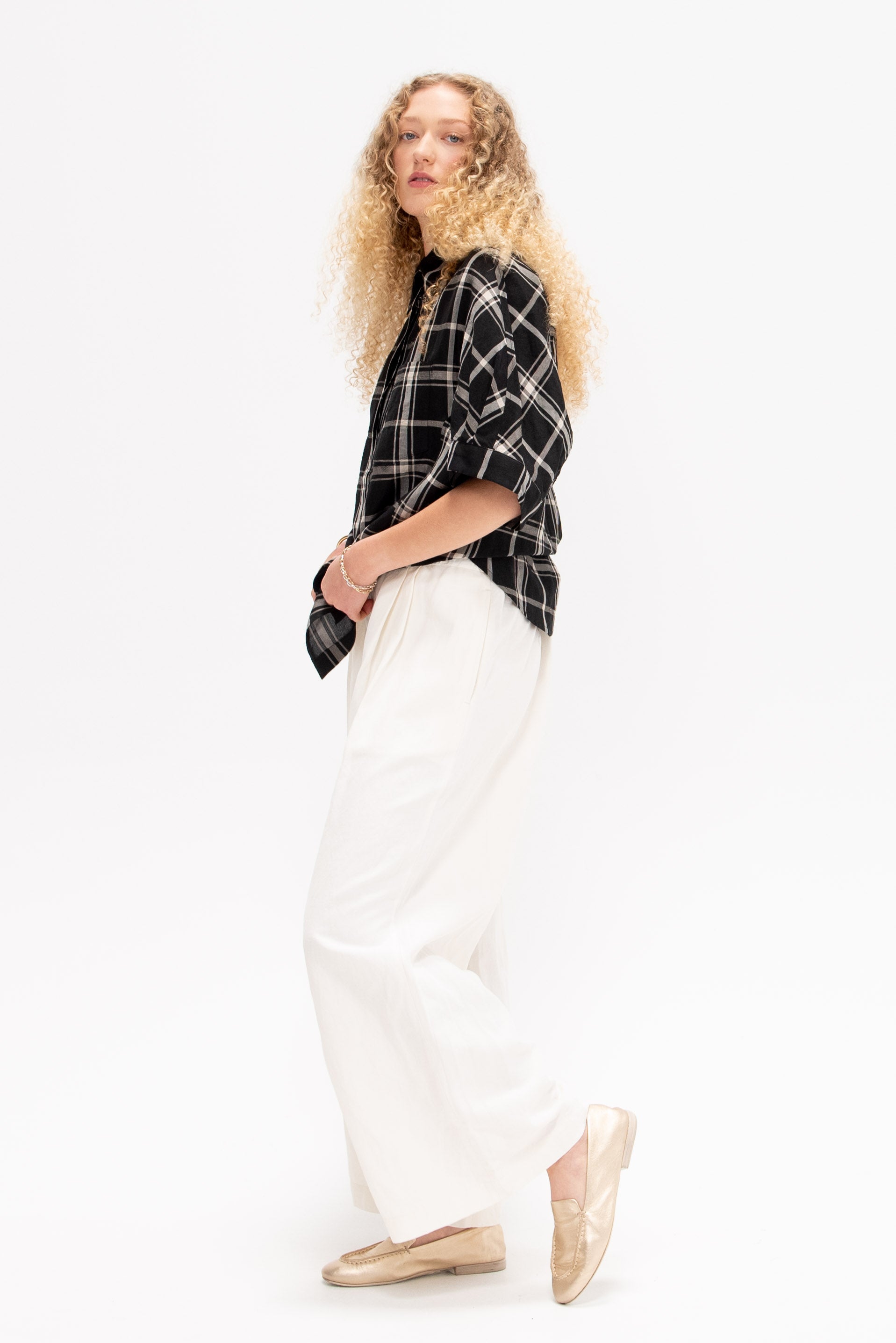 Pima - Cropped Wide Leg Pants, Off White