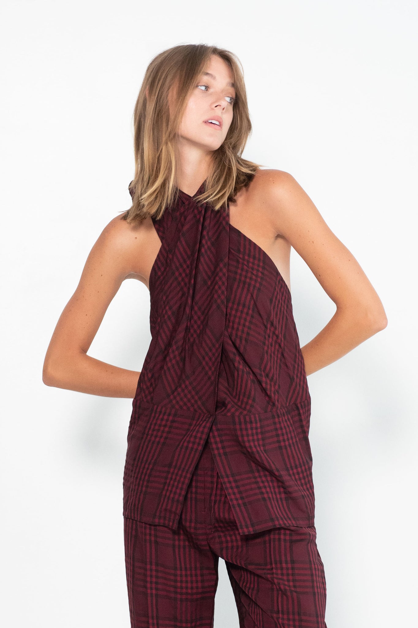 Christian Wijnants - Tumbai Shawl Top, Bordeaux