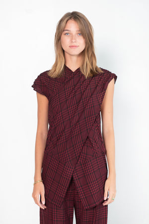 Christian Wijnants - Tumbai Shawl Top, Bordeaux