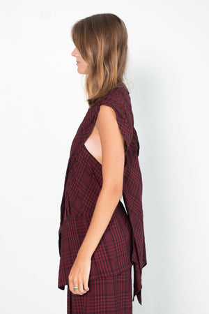 Christian Wijnants - Tumbai Shawl Top, Bordeaux