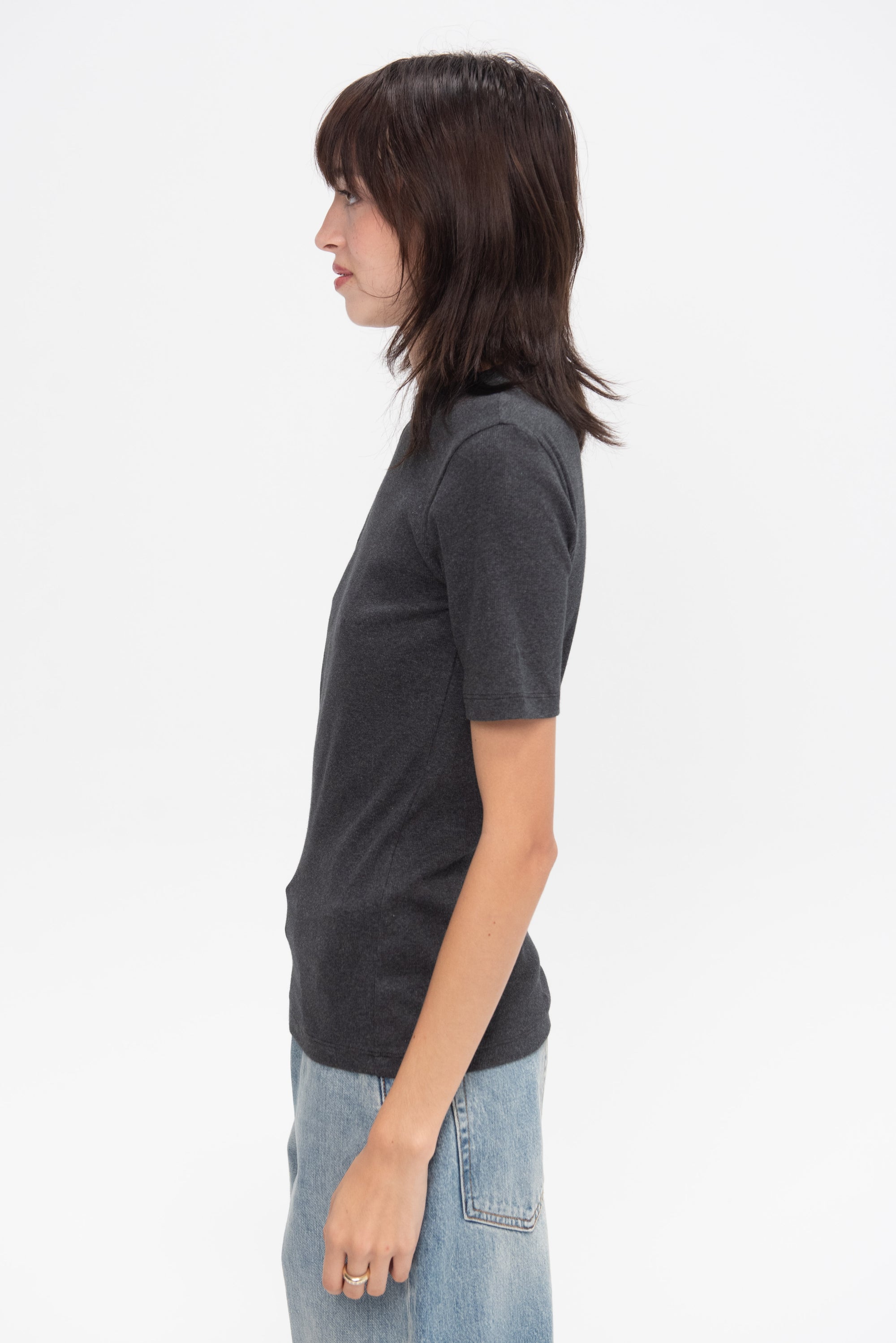 TOTEME - Classic Rib Tee, Charcoal