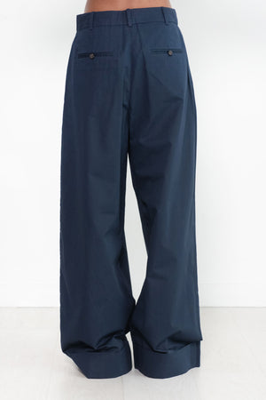 CO - Wide Leg Cuffed Hem Trouser, Navy