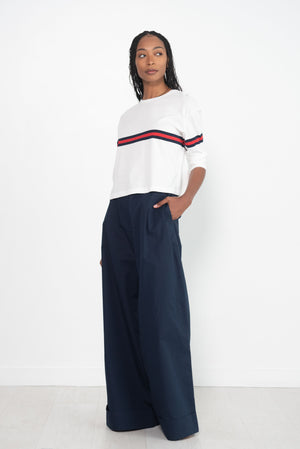 CO - Wide Leg Cuffed Hem Trouser, Navy