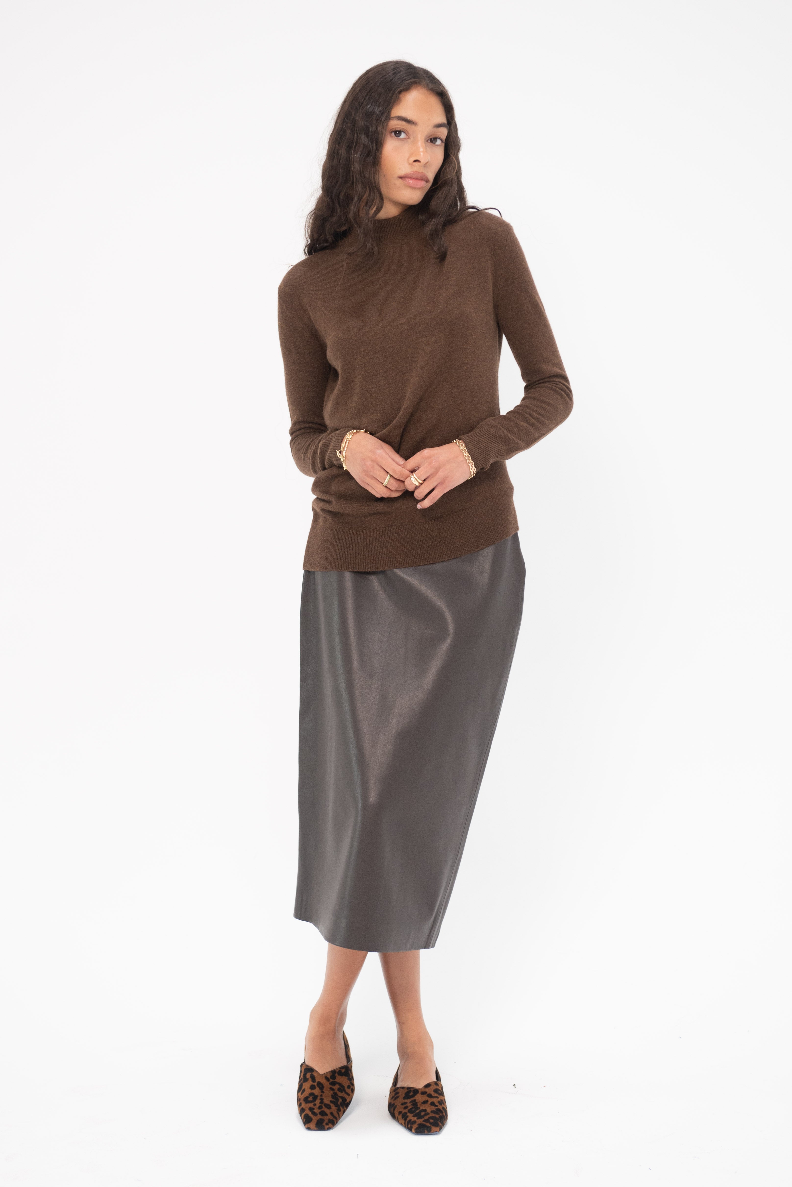 Co Midi Pencil Skirt Chocolate Kick Pleat