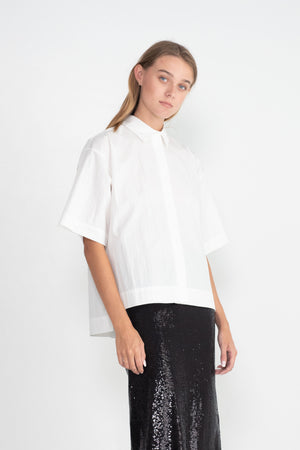 CO - Short Sleeve Covered Placket Shirt, White