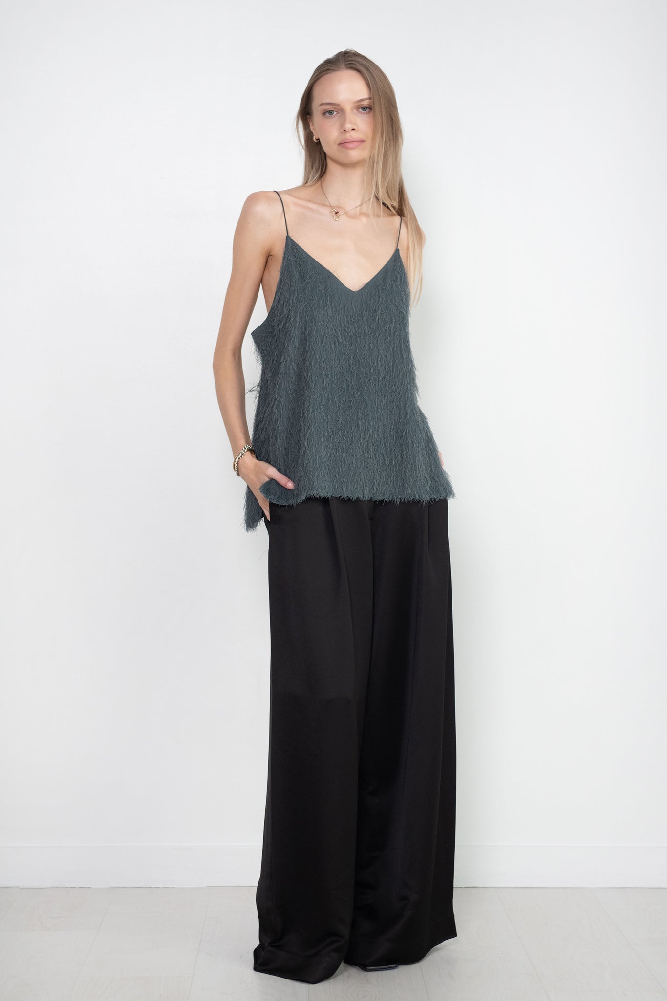 CO - Pleated Wide Leg Pant, Black