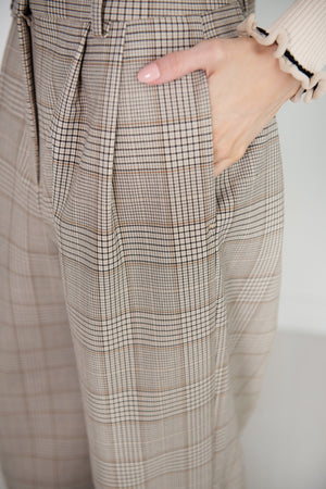 CO - Double Pleat Wide Leg Trouser, Taupe Multi