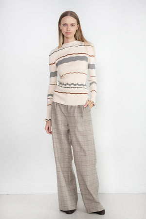 CO - Double Pleat Wide Leg Trouser, Taupe Multi
